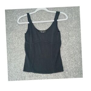 Y2K Express Small Corset Grunge Black Knit Stretch Fitted Basic Sleeveless Shirt